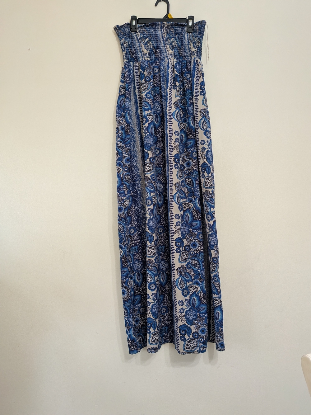Blue Floral Smocked Waist Maxi Dress